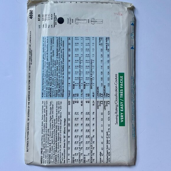 Butterick Pattern 4698 Leslie Fay Design - Picture 2 of 2